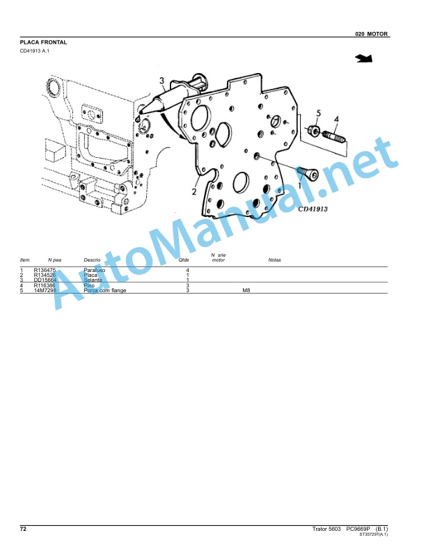 John Deere Tractor 5603 Parts Catalog PC9696P July 2012 Portuguese 2 John Deere Tractor 5603 Parts Catalog PC9696P July 2012 Portuguese - Image 2