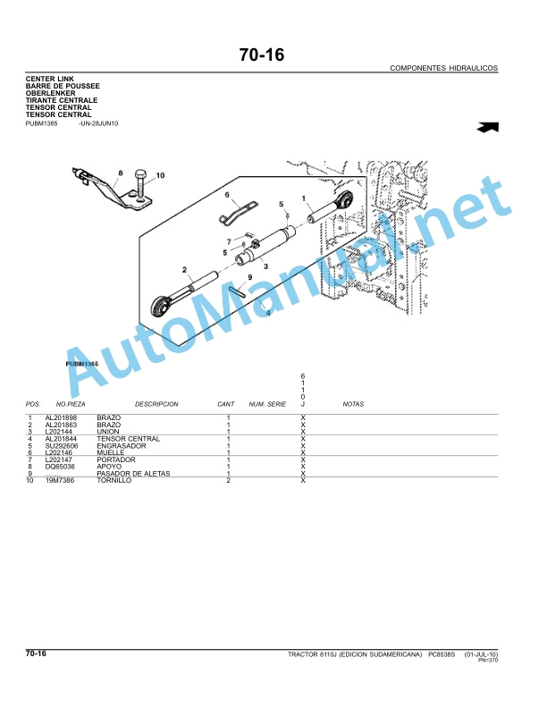 John Deere Tractor 6110J Parts Catalog PC85385 January 1st Spanish 4 John Deere Tractor 6110J Parts Catalog PC85385 January 1st Spanish - Image 4