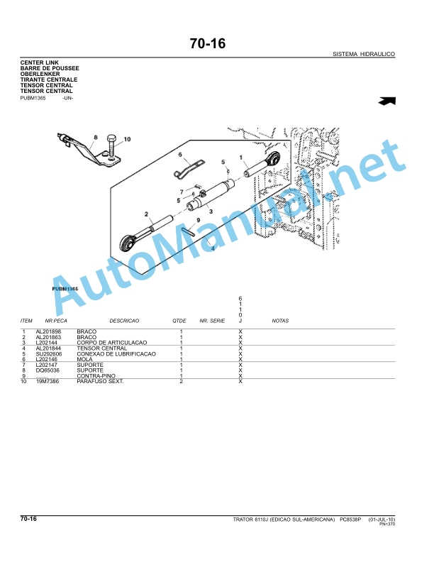 John Deere Tractor 6110J Parts Catalog PC8538P 20100701 Portuguese 4 John Deere Tractor 6110J Parts Catalog PC8538P 20100701 Portuguese - Image 4
