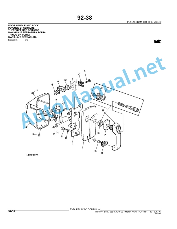 John Deere Tractor 6110J Parts Catalog PC8538P 20100701 Portuguese 5 John Deere Tractor 6110J Parts Catalog PC8538P 20100701 Portuguese - Image 5