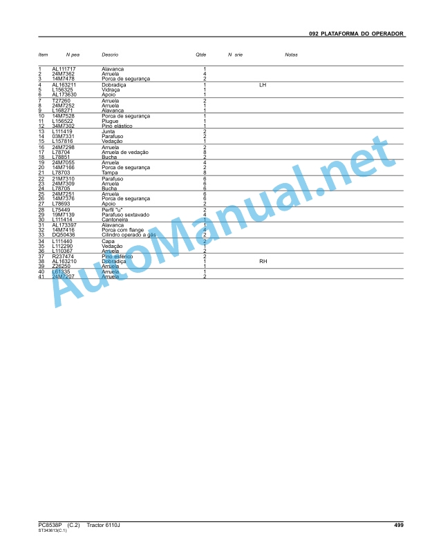John Deere Tractor 6110J Parts Catalog PC8538P May 2012 Portuguese 5 John Deere Tractor 6110J Parts Catalog PC8538P May 2012 Portuguese - Image 5