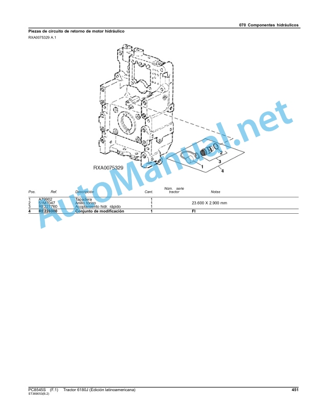 John Deere Tractor 6180J (Latin American Edition) Parts Catalog PC8545 September 2015 Spanish 4 John Deere Tractor 6180J (Latin American Edition) Parts Catalog PC8545 September 2015 Spanish - Image 4