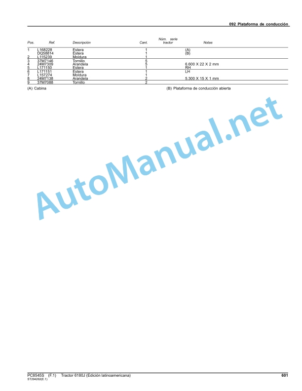 John Deere Tractor 6180J (Latin American Edition) Parts Catalog PC8545 September 2015 Spanish 5 John Deere Tractor 6180J (Latin American Edition) Parts Catalog PC8545 September 2015 Spanish - Image 5