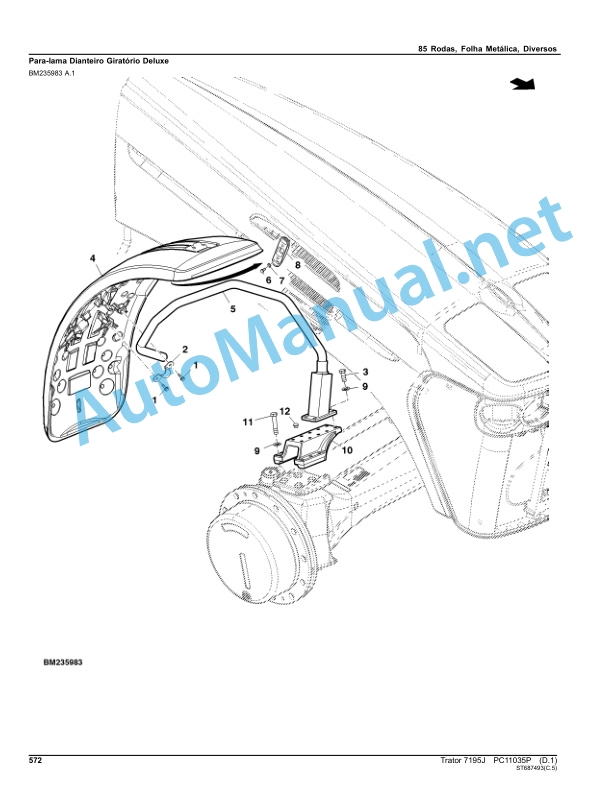 John Deere Tractor 7195J Parts Catalog PC11035P October 2015 Portuguese 5 John Deere Tractor 7195J Parts Catalog PC11035P October 2015 Portuguese - Image 5