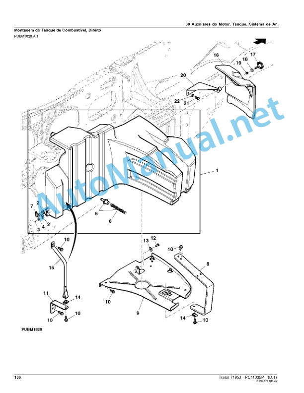 Alternative view of John Deere Tractor 7195J Parts Catalog PC11035P Portuguese
