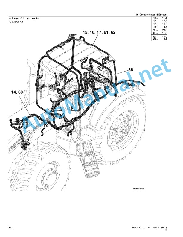 Alternative view of John Deere Tractor 7210J Parts Catalog PC11036P fev-12 Portuguese