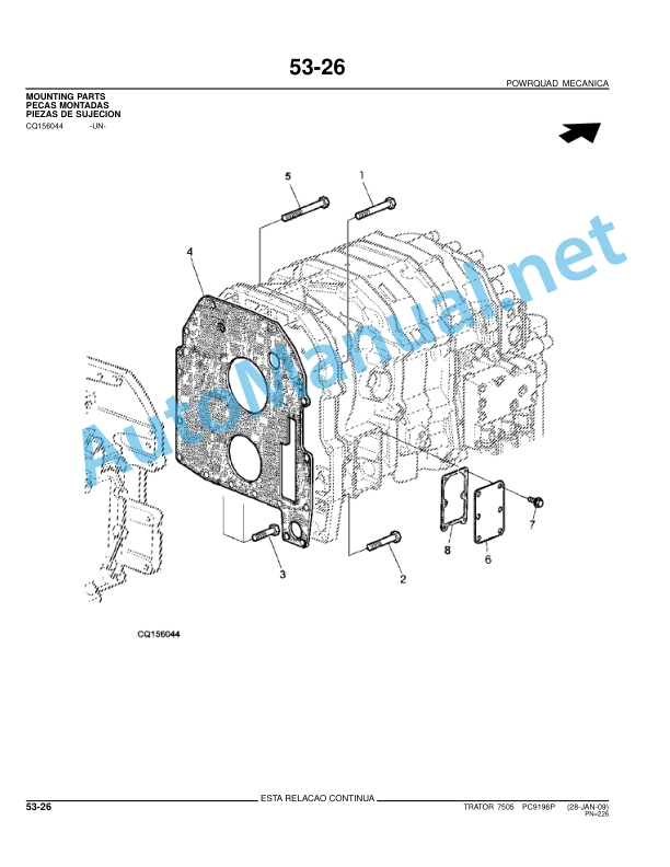 John Deere Tractor 7505 Parts Catalog PC9196P 28-JAN-09 Portuguese 3 John Deere Tractor 7505 Parts Catalog PC9196P 28-JAN-09 Portuguese - Image 3