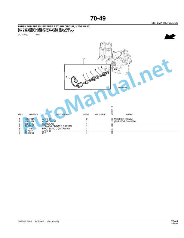 John Deere Tractor 7505 Parts Catalog PC9196P 28-JAN-09 Portuguese 4 John Deere Tractor 7505 Parts Catalog PC9196P 28-JAN-09 Portuguese - Image 4