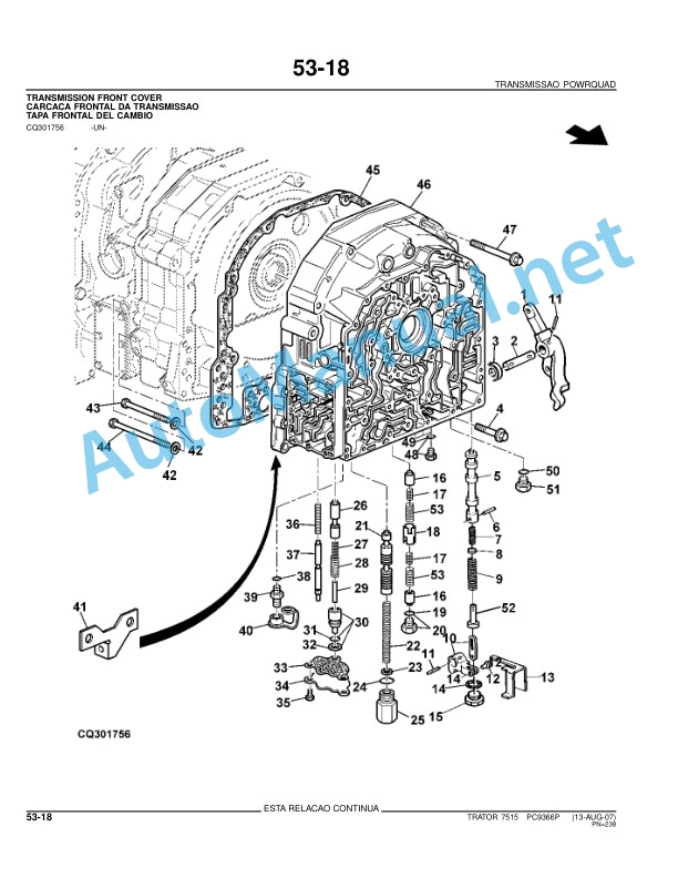 John Deere Tractor 7515 Parts Catalog PC9366P 13-AUG-07 Portuguese 3 John Deere Tractor 7515 Parts Catalog PC9366P 13-AUG-07 Portuguese - Image 3