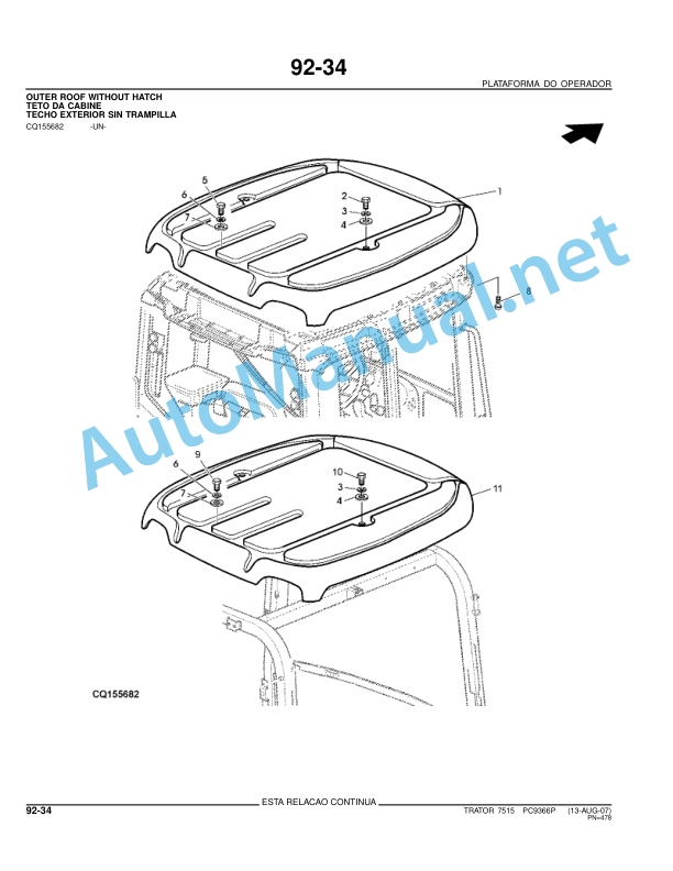 John Deere Tractor 7515 Parts Catalog PC9366P 13-AUG-07 Portuguese 5 John Deere Tractor 7515 Parts Catalog PC9366P 13-AUG-07 Portuguese - Image 5