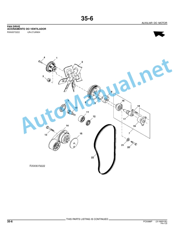 Alternative view of John Deere Tractor 7815 Parts Catalog PC9388P Portuguese