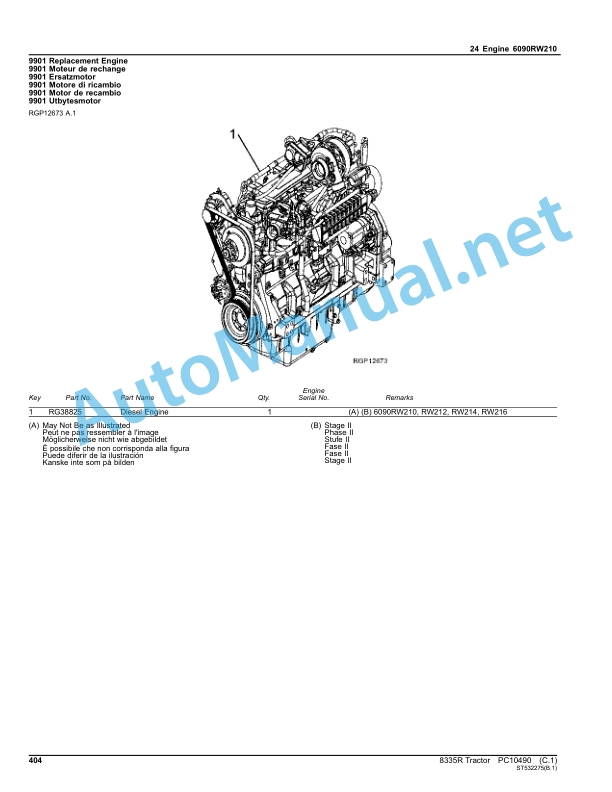 Alternative view of John Deere Tractor 8335R Parts Catalog PC10490 May 2012