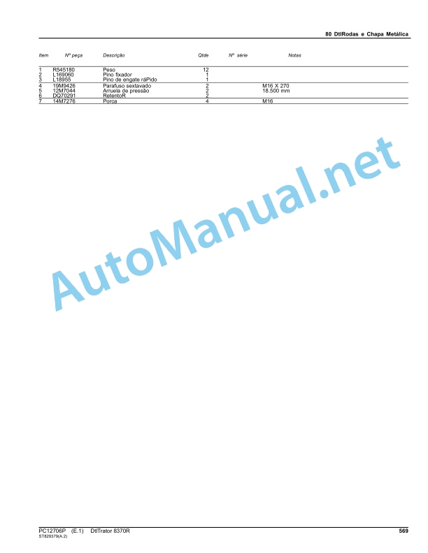 John Deere Tractor 8370R Parts Catalog PC12706P November 2015 Portuguese 5 John Deere Tractor 8370R Parts Catalog PC12706P November 2015 Portuguese - Image 5