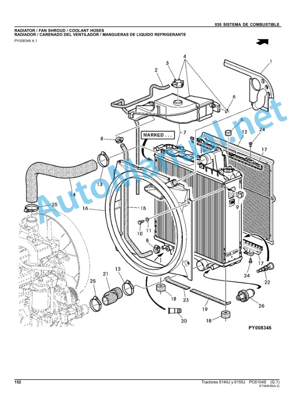 Alternative view of John Deere Tractores 6140J y 6155J Parts Catalog PC6104S Apr-15 Spanish