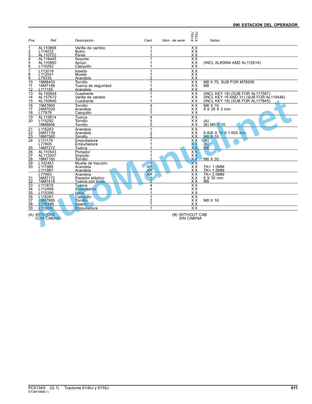 John Deere Tractores 6140J y 6155J Parts Catalog PC6104S Apr-15 Spanish 5 John Deere Tractores 6140J y 6155J Parts Catalog PC6104S Apr-15 Spanish - Image 5