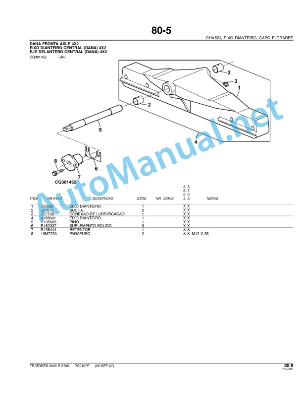 John Deere Tractors 5605 and 5705 Parts Catalog PC9197P 05-SET-07 Portuguese 5 John Deere Tractors 5605 and 5705 Parts Catalog PC9197P 05-SET-07 Portuguese - Image 5