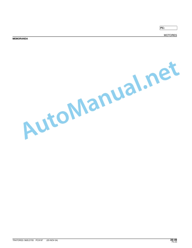 Alternative view of John Deere Tractors 5605 and 5705 Parts Catalog PC9197P 24MAR06 Portuguese