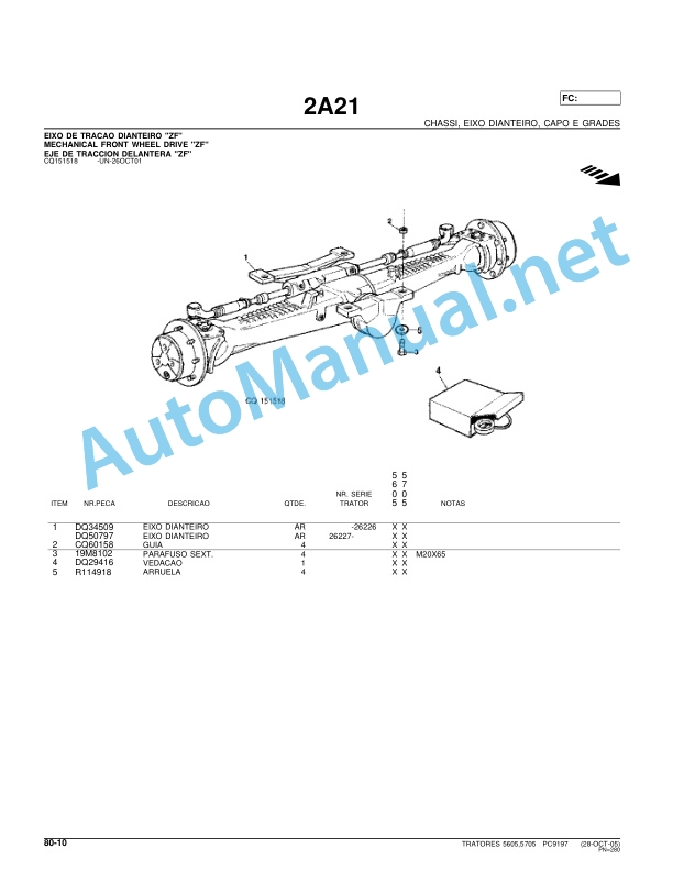 John Deere Tractors 5605 and 5705 Parts Catalog PC9197P 24MAR06 Portuguese 5 John Deere Tractors 5605 and 5705 Parts Catalog PC9197P 24MAR06 Portuguese - Image 5