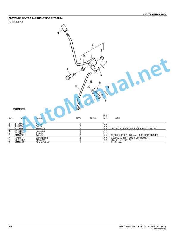 John Deere Tractors 5605 and 5705 Parts Catalog PC9197P July 2012 Portuguese 4 John Deere Tractors 5605 and 5705 Parts Catalog PC9197P July 2012 Portuguese - Image 4