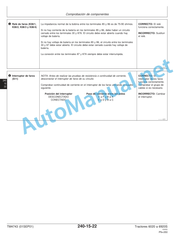 Alternative view of John Deere Tractors 6020 to 6920S Operation and tests Technical Manual TM4743 Spanish