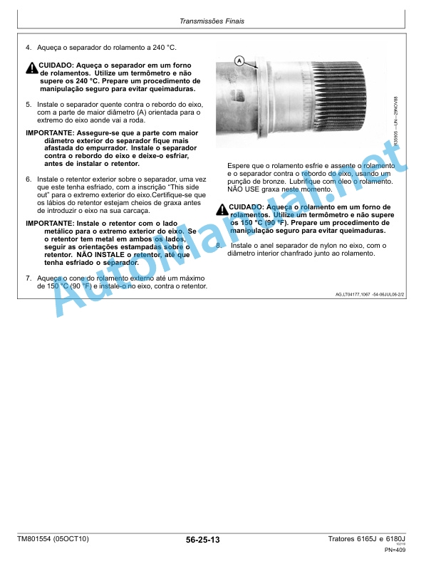 John Deere Tractors 6165J and 6180J Repair Manual Technical Manual TM801554 Portuguese 4 John Deere Tractors 6165J and 6180J Repair Manual Technical Manual TM801554 Portuguese - Image 4