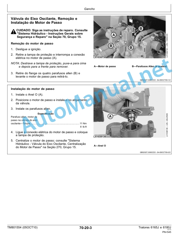 John Deere Tractors 6165J and 6180J Repair Manual Technical Manual TM801554 Portuguese 5 John Deere Tractors 6165J and 6180J Repair Manual Technical Manual TM801554 Portuguese - Image 5