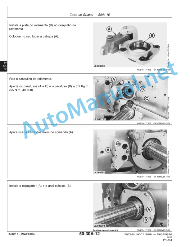 Alternative view of John Deere Tractors 6300, 6400, 6405, 6600 and 6605 Repair Technical Manual TM4814 19APR06 Portuguese
