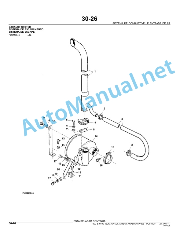 John Deere Tractors 6300, 6500, 6600 (South America) Parts Catalog PC9595P 21-Jan-11 Portuguese 2 John Deere Tractors 6300, 6500, 6600 (South America) Parts Catalog PC9595P 21-Jan-11 Portuguese - Image 2