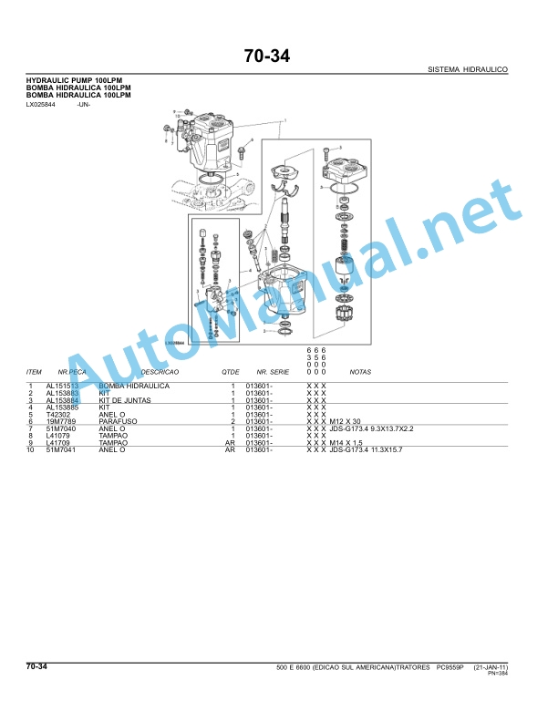 John Deere Tractors 6300, 6500, 6600 (South America) Parts Catalog PC9595P 21-Jan-11 Portuguese 4 John Deere Tractors 6300, 6500, 6600 (South America) Parts Catalog PC9595P 21-Jan-11 Portuguese - Image 4