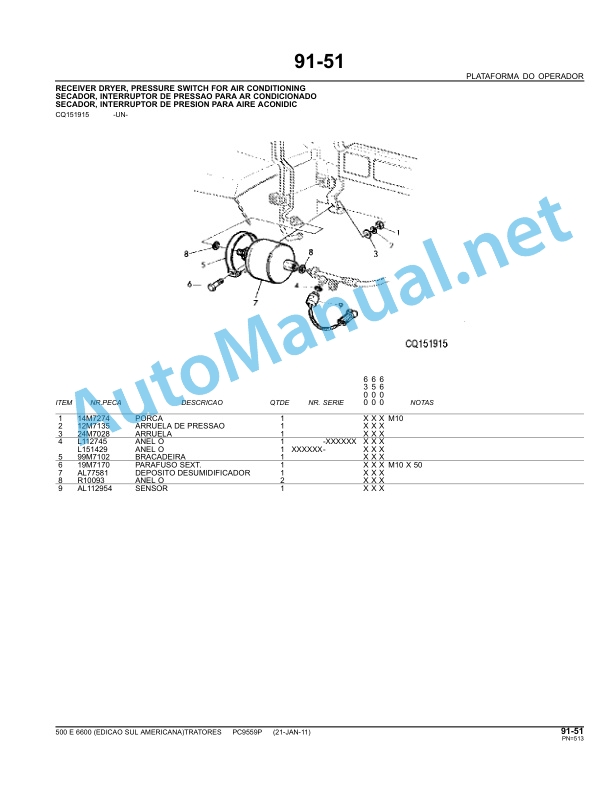 John Deere Tractors 6300, 6500, 6600 (South America) Parts Catalog PC9595P 21-Jan-11 Portuguese 5 John Deere Tractors 6300, 6500, 6600 (South America) Parts Catalog PC9595P 21-Jan-11 Portuguese - Image 5