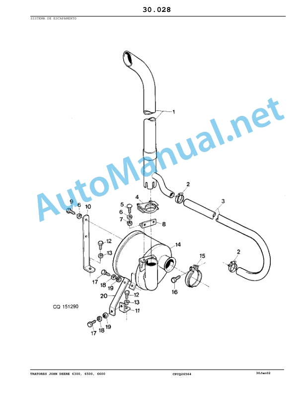 Alternative view of John Deere Tractors 6300, 6500, and 6600 Parts Catalog CQ26564 (29SET05) Portuguese