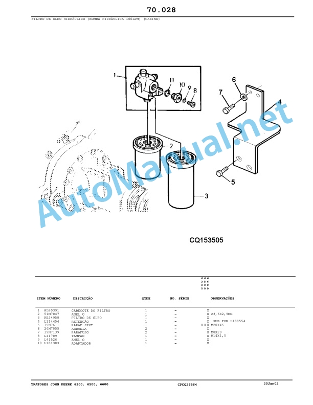 John Deere Tractors 6300, 6500, and 6600 Parts Catalog CQ26564 (29SET05) Portuguese 4 John Deere Tractors 6300, 6500, and 6600 Parts Catalog CQ26564 (29SET05) Portuguese - Image 4