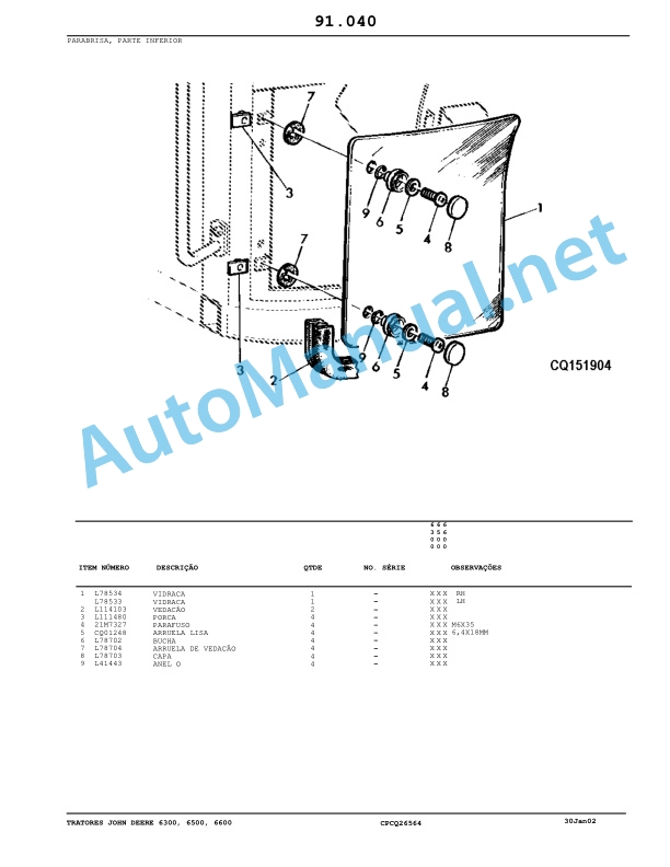 John Deere Tractors 6300, 6500, and 6600 Parts Catalog CQ26564 (29SET05) Portuguese 5 John Deere Tractors 6300, 6500, and 6600 Parts Catalog CQ26564 (29SET05) Portuguese - Image 5