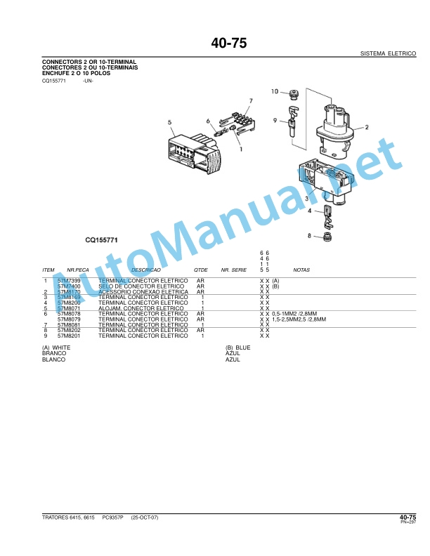 John Deere Tractors 6415 and 6615 Parts Catalog PC9357P 25-OCT-07 Portuguese 3 John Deere Tractors 6415 and 6615 Parts Catalog PC9357P 25-OCT-07 Portuguese - Image 3