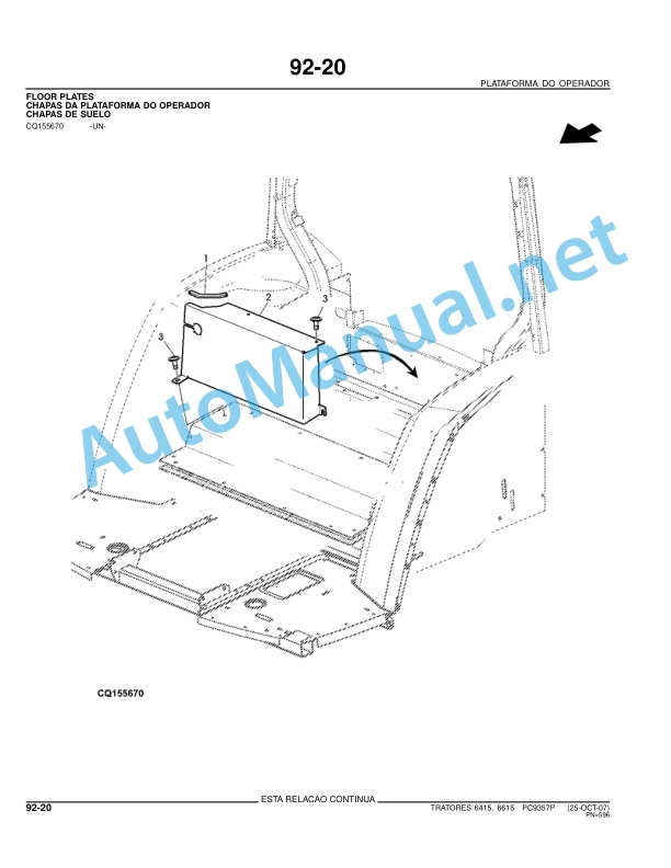 John Deere Tractors 6415 and 6615 Parts Catalog PC9357P 25-OCT-07 Portuguese 5 John Deere Tractors 6415 and 6615 Parts Catalog PC9357P 25-OCT-07 Portuguese - Image 5