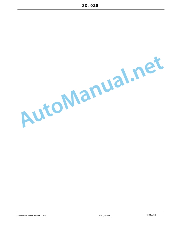 Alternative view of John Deere Tractors 7500 Parts Catalog CPCQ26568 30 Jan 02 Portuguese