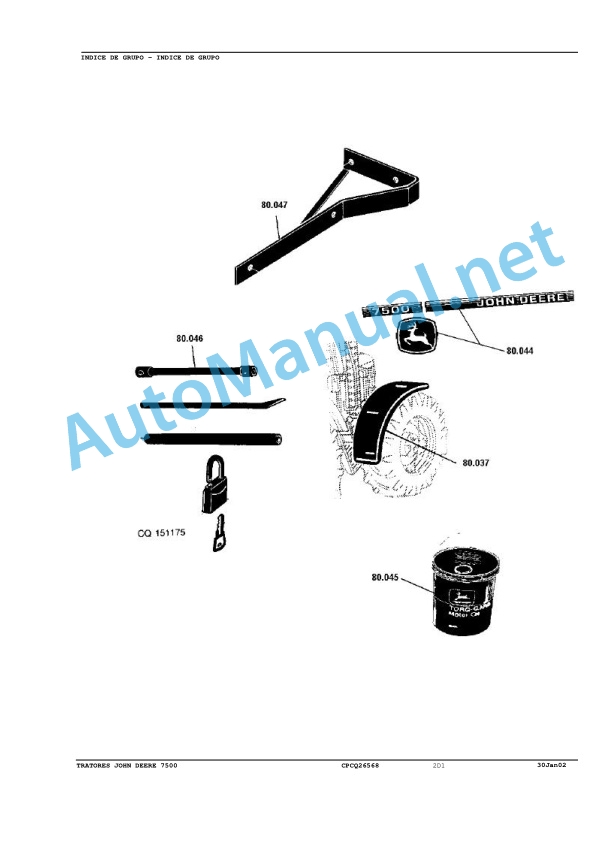 John Deere Tractors 7500 Parts Catalog CPCQ26568 30 Jan 02 Portuguese 4 John Deere Tractors 7500 Parts Catalog CPCQ26568 30 Jan 02 Portuguese - Image 4