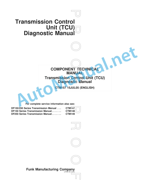John Deere Transmission Control Unit Component Technical Manual CTM157 15JUL05