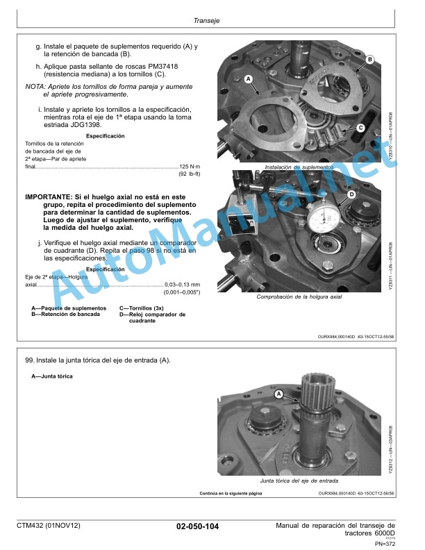John Deere Transmission of 6000D Series Tractors Component Technical Manual CTM432 01NOV12 Spanish 4 John Deere Transmission of 6000D Series Tractors Component Technical Manual CTM432 01NOV12 Spanish - Image 4