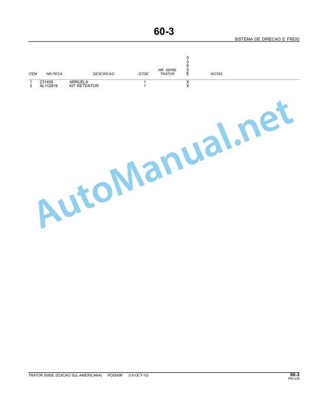 John Deere Trator 5085E Parts Catalog PC8549P 15-Oct-10 Portuguese 4 John Deere Trator 5085E Parts Catalog PC8549P 15-Oct-10 Portuguese - Image 4