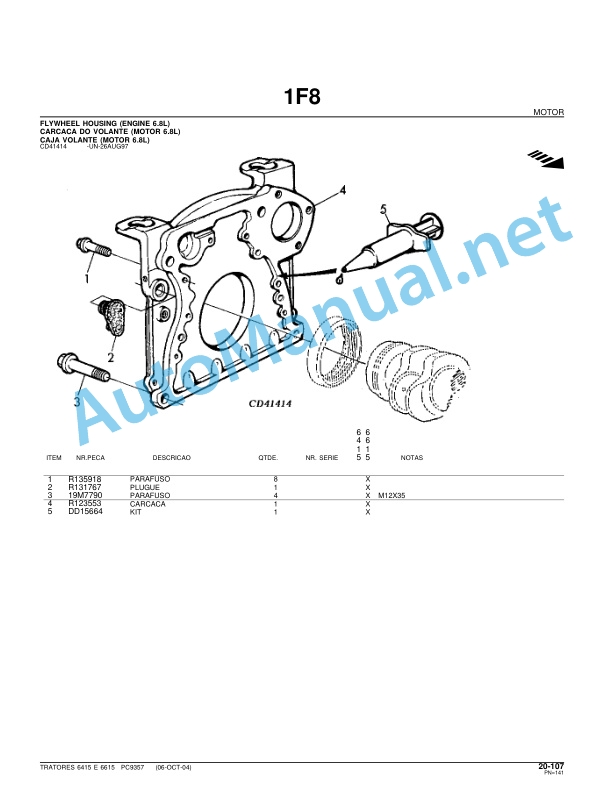 John Deere Tratores 6415 e 6615 Parts Catalog PC9357P 20050511 Portuguese 2 John Deere Tratores 6415 e 6615 Parts Catalog PC9357P 20050511 Portuguese - Image 2