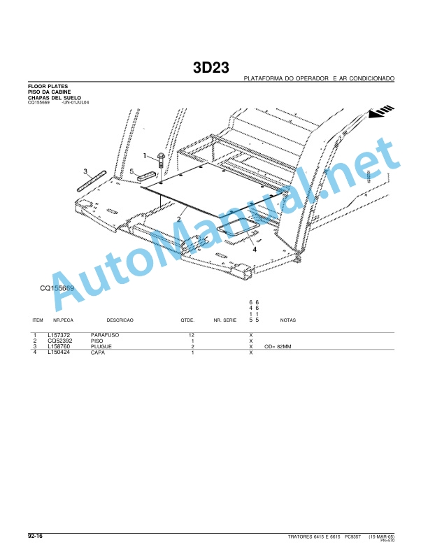 John Deere Tratores 6415 e 6615 Parts Catalog PC9357P 20050511 Portuguese 5 John Deere Tratores 6415 e 6615 Parts Catalog PC9357P 20050511 Portuguese - Image 5