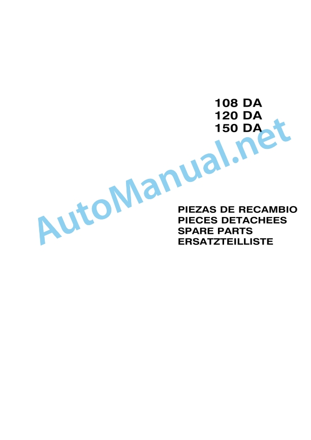 Kubota 108 DA, 120 DA, 150 DA Parts Manual
