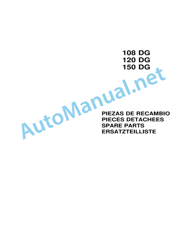 Kubota 108 DG, 120 DG, 150 DG Parts Manual Spanish, French, English, German