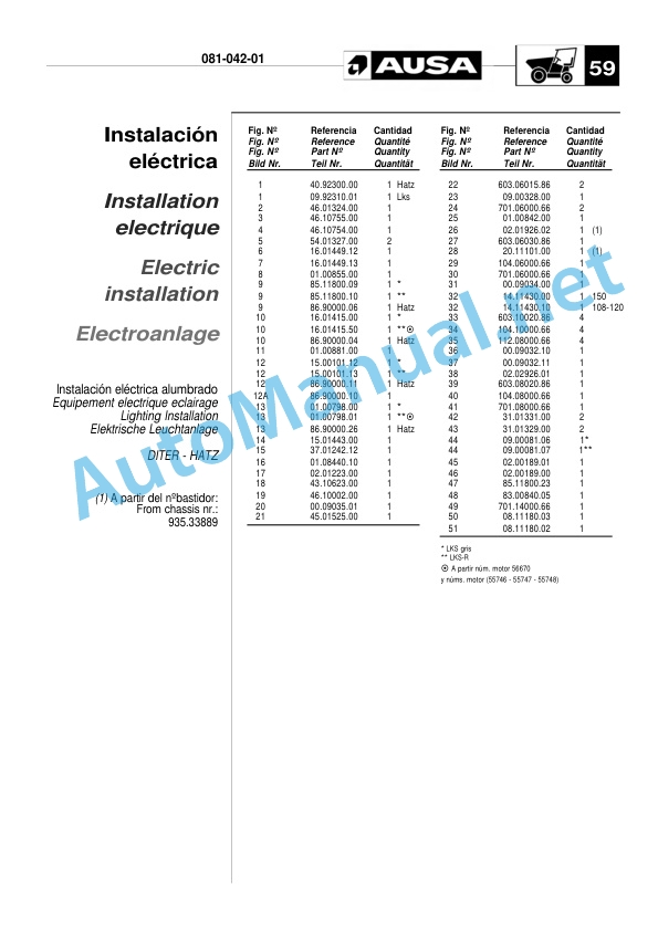 Kubota 108 DG, 120 DG, 150 DG Parts Manual Spanish, French, English, German-4