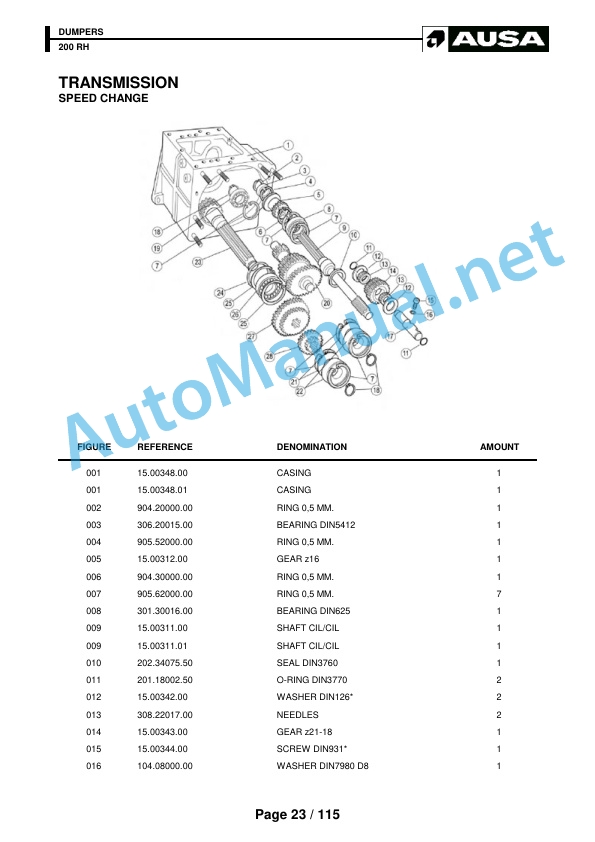 Alternative view of Kubota 200 RH Parts Manual
