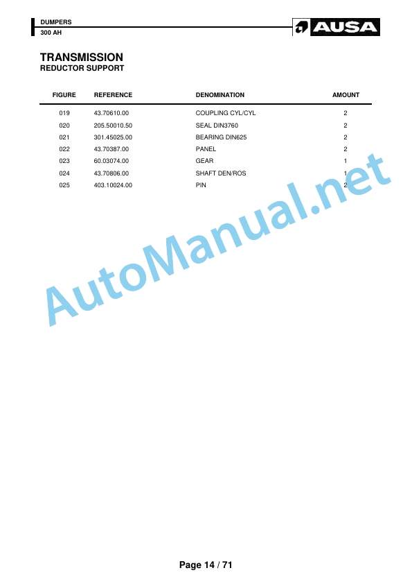 Alternative view of Kubota 300 AH Dumpers Parts Manual