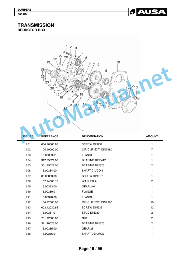 Alternative view of Kubota 300 RM Parts Manual