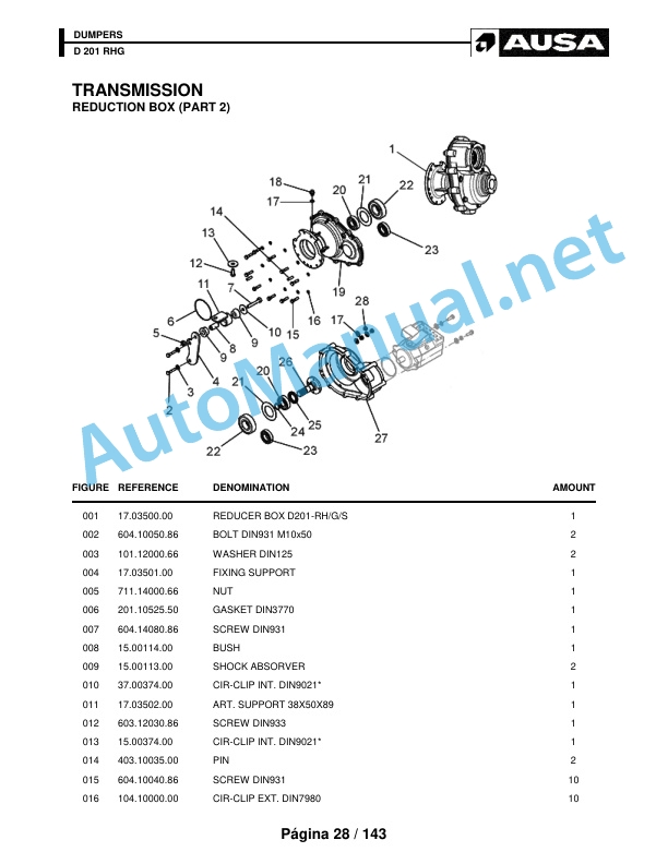 Alternative view of Kubota D 201 RHG Parts Manual