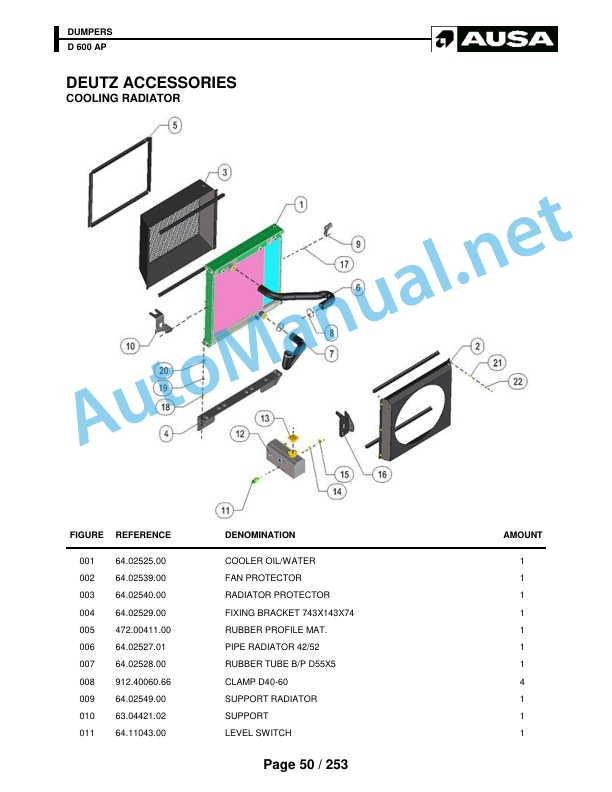 Alternative view of Kubota D 600 AP Parts Manual